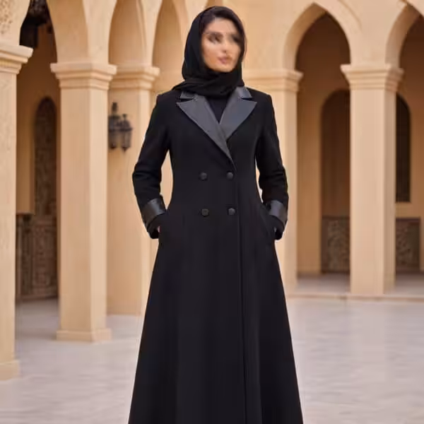 عباية شمواه شتوية وتفاصيل جلد فاخرة