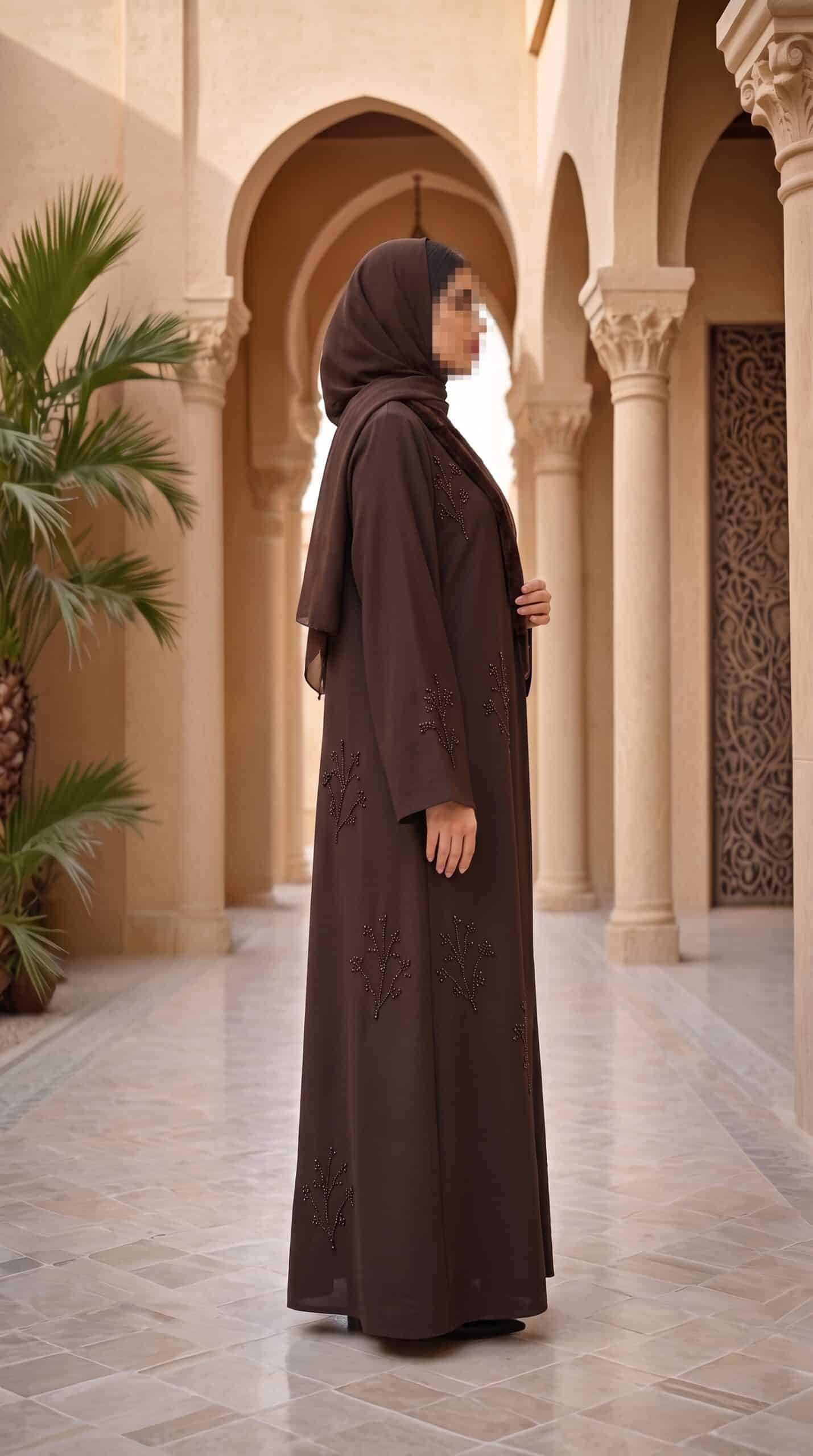 Second image of عباية كوبا شتوية بياقة فرو وتطريز جانبي