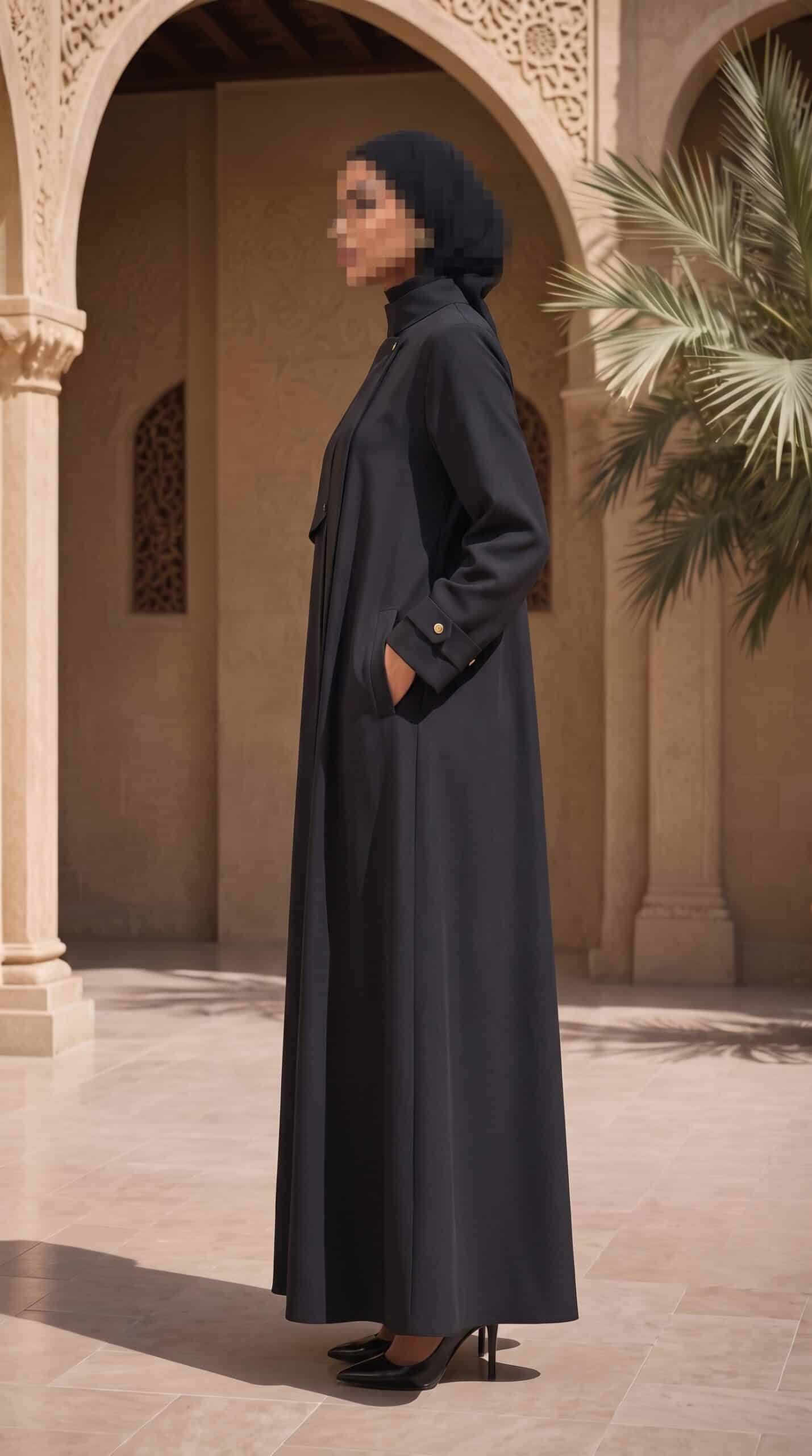 Second image of عباية كوبا عصرية بياقة عالية وتفاصيل كتف مميزة