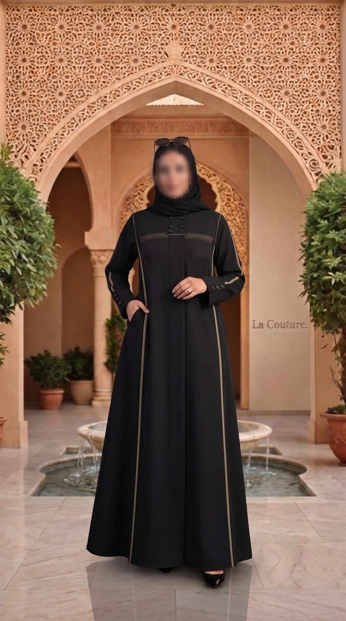عباية عمل كلاسيكية بياقة عالية