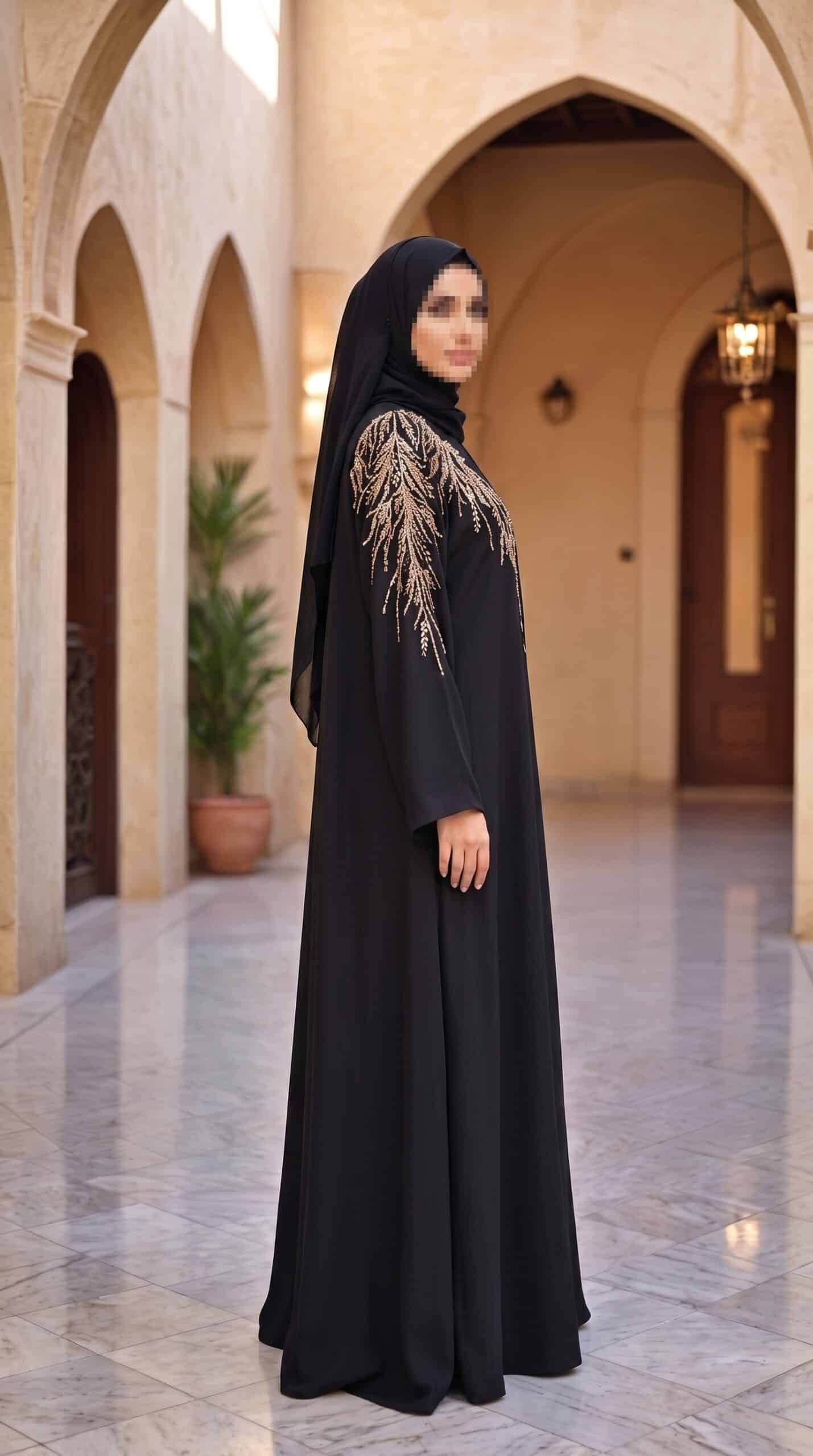 Second image of عباية مناسبات ملكية بتطريز ذهبي متدلي