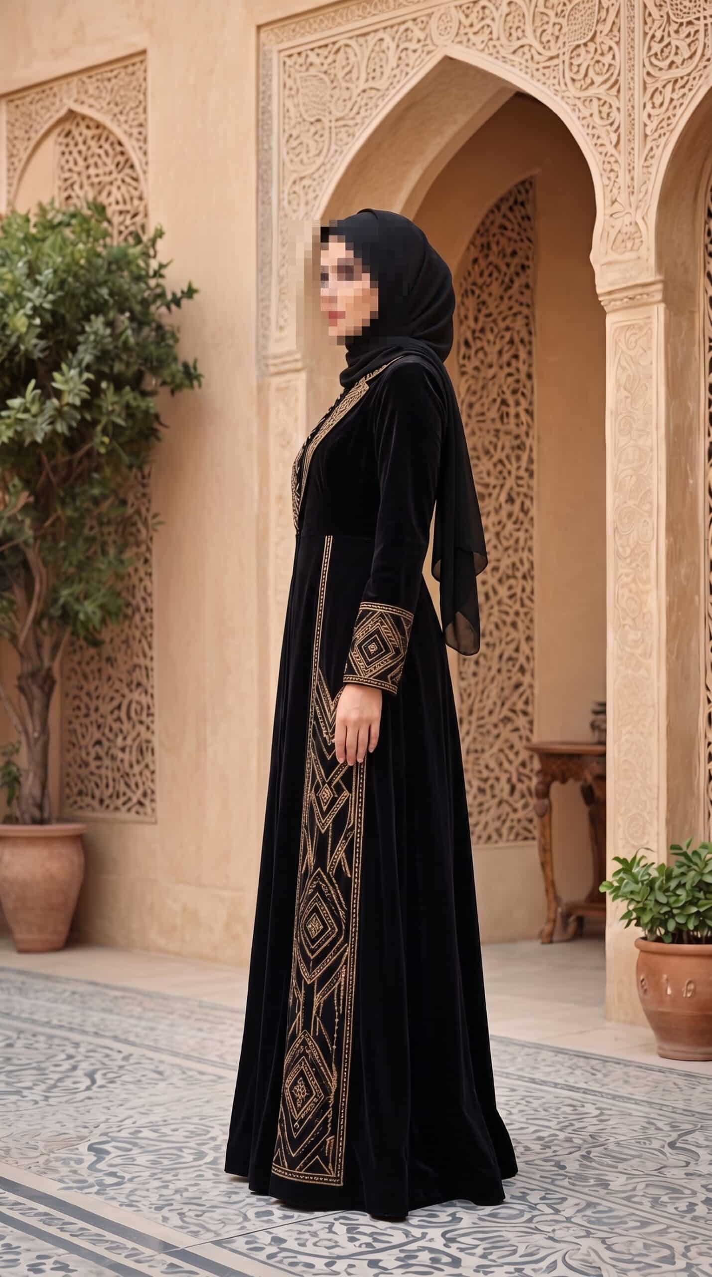 Second image of عباية شتوية ملكية بتطريز ذهبي فاخر