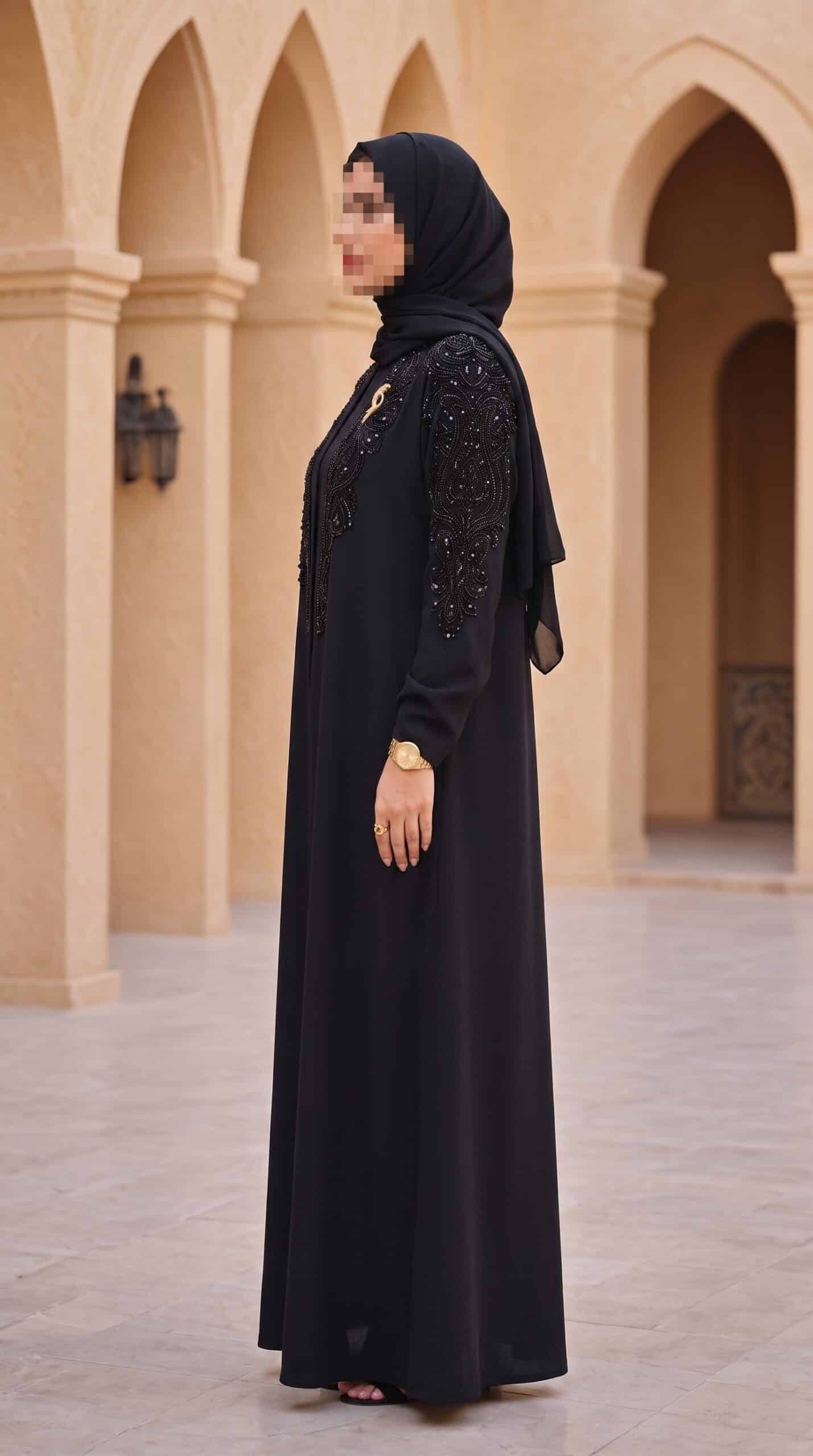 Second image of عباية مناسبات فاخرة بدمج خامات الكوبا والجاكار وتطريز كثيف