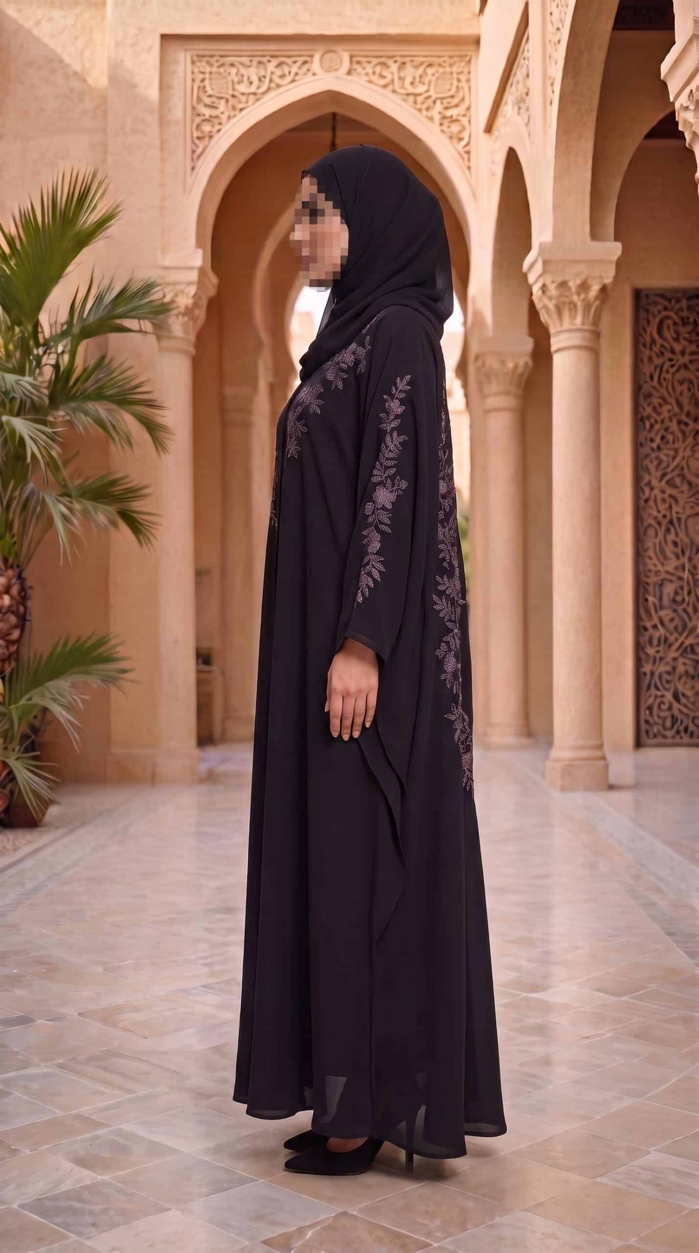 Second image of عباية مناسبات انسيابية بتطريز كتف رقيق