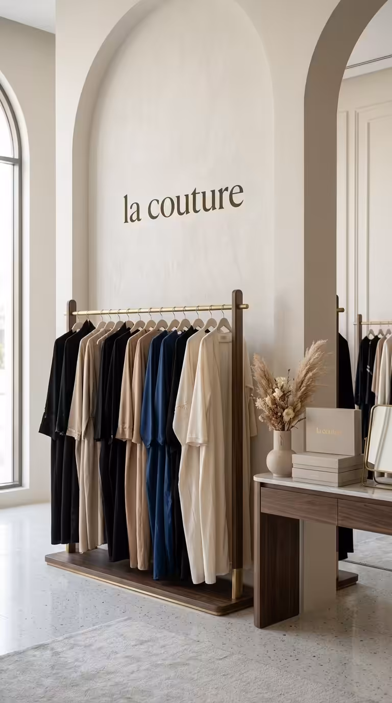 خلفيات متجر عبايات الكترونى la couture يكون اللوجو بالانجليزى فقط مع عدم وجود اشخاص فى الصورة